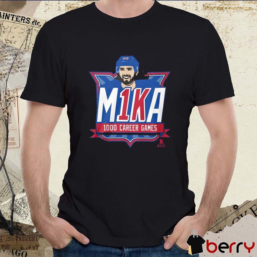 M1KA Mika Zibanejad 1000 Career Games New York Rangers NHL Hockey Fan Graphic t-shirt