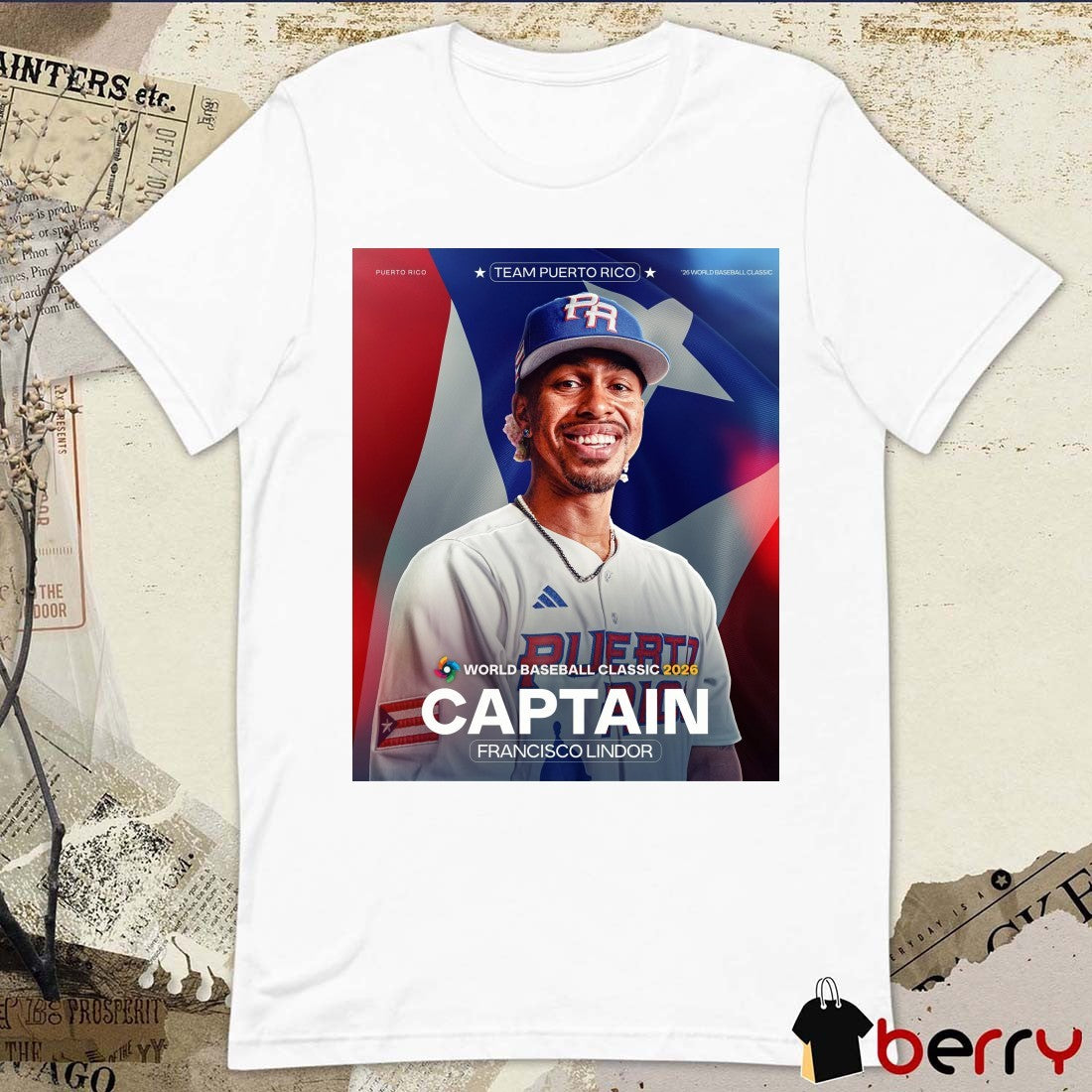 MLB Captain Francisco Lindor Team Puerto Rico World Baseball Classic 2026 Poster t-shirt