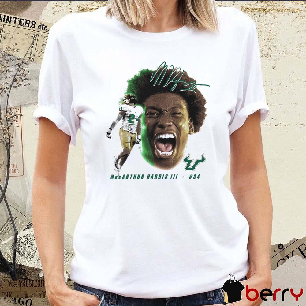 MacArthur Harris III MacArthur Harris III South Florida Bulls Football Portrait Signature t-shirt
