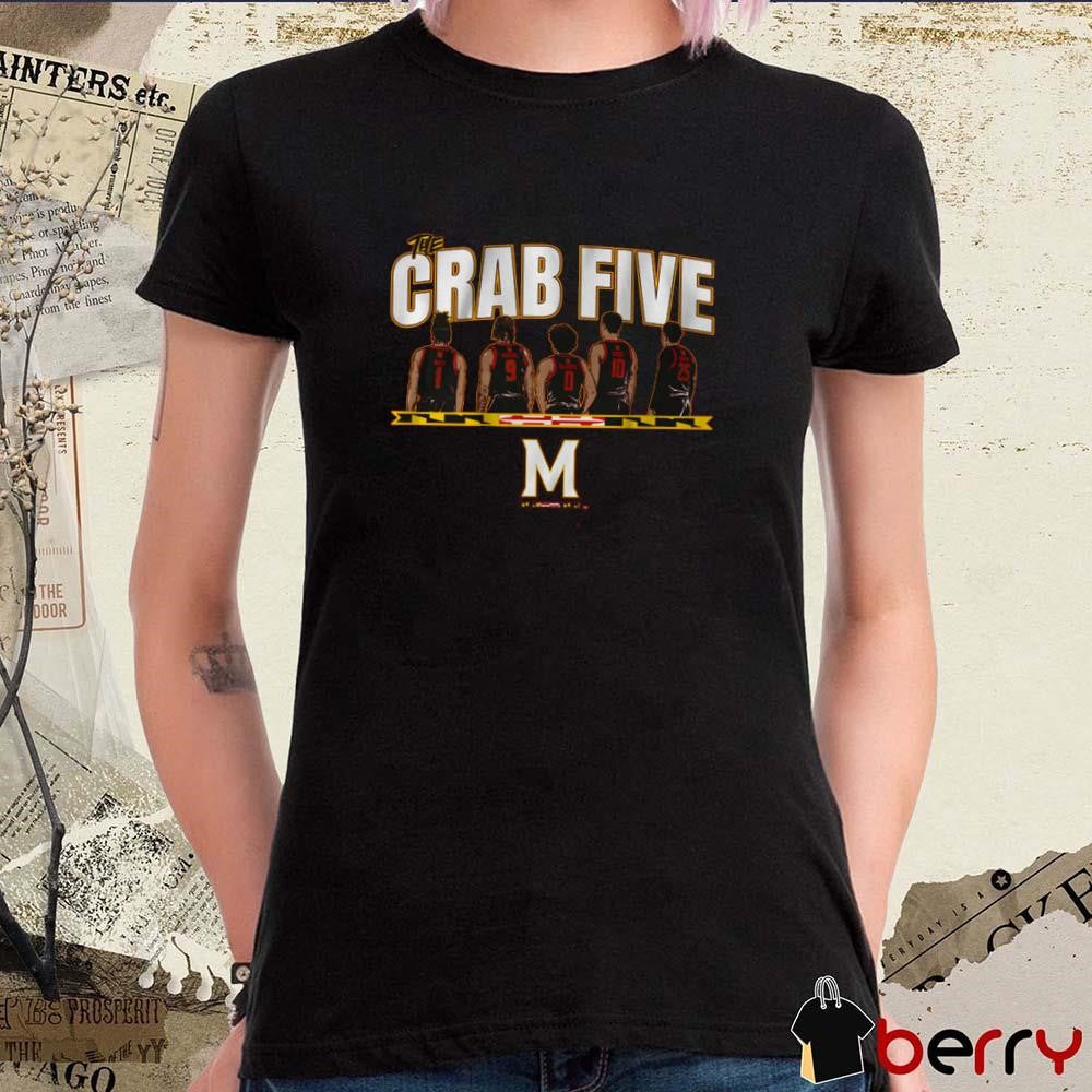 Maryland Terrapins The Crab Five Lineup Cartoon 2025 Graphic t-shirt