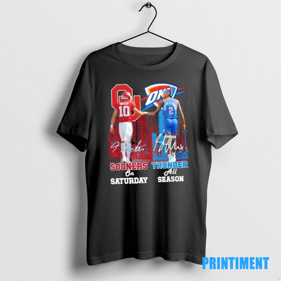 Official Mateer Oklahoma Sooners On Saturday X Shai Gilgeous Alexander Okc Thunder All Season Skyline T-Shirts, Hoodie,...