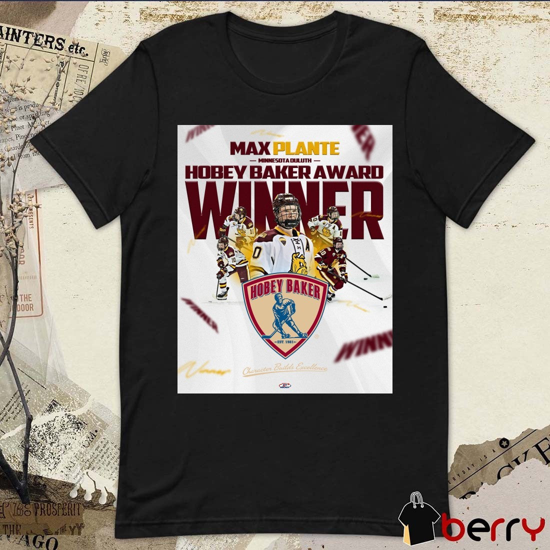 Max Plante Minnesota Duluth Hobey Baker Award Winner Poster t-shirt