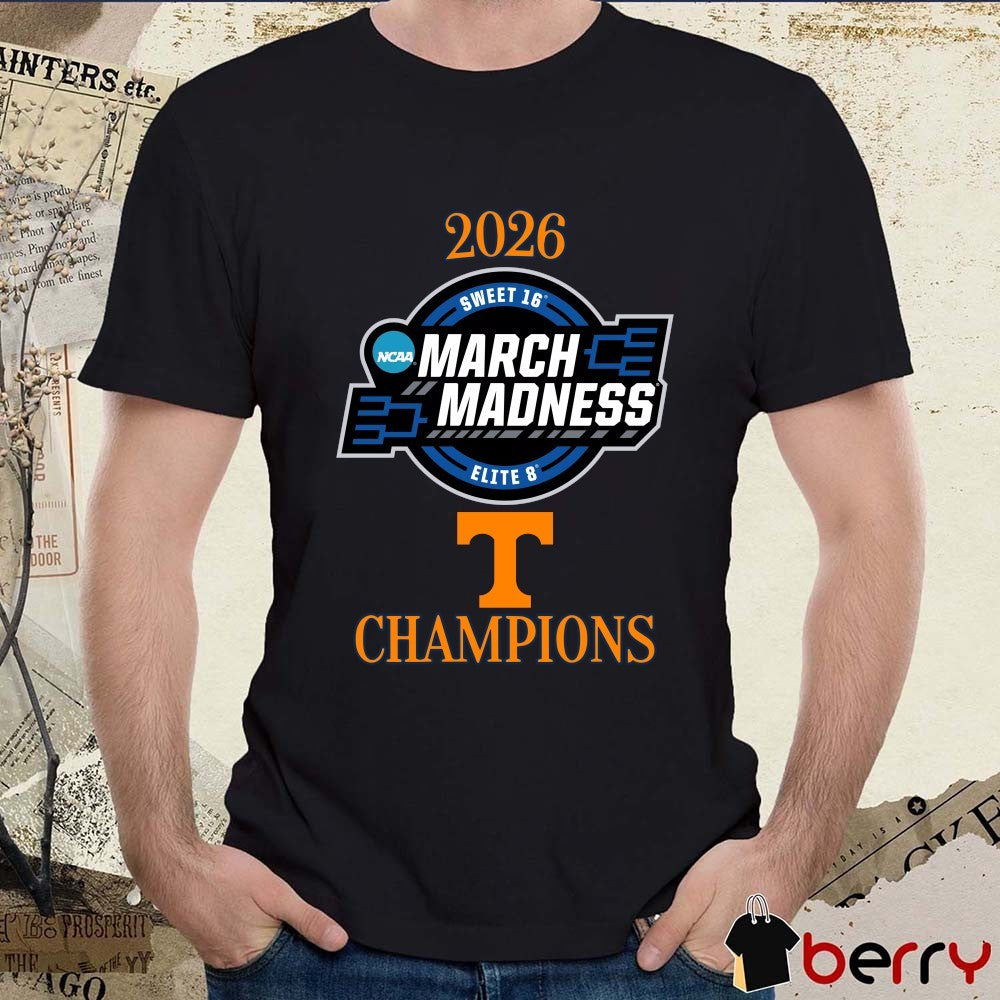Men’s Tennessee Volunteers 2026 NCAA March Madness Sweet 16 Elite 8 Champions Logo t-shirt
