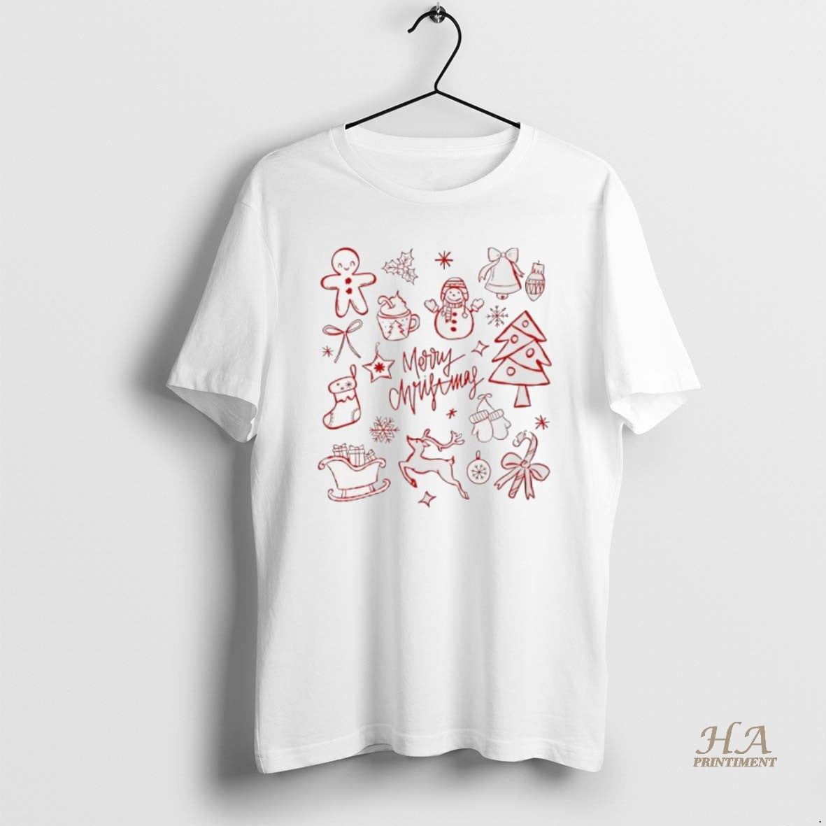 Official Merry Christmas Sketched Icons Cute 2025 T-Shirts, Hoodie, Sweatshirt | InkNestWear.com