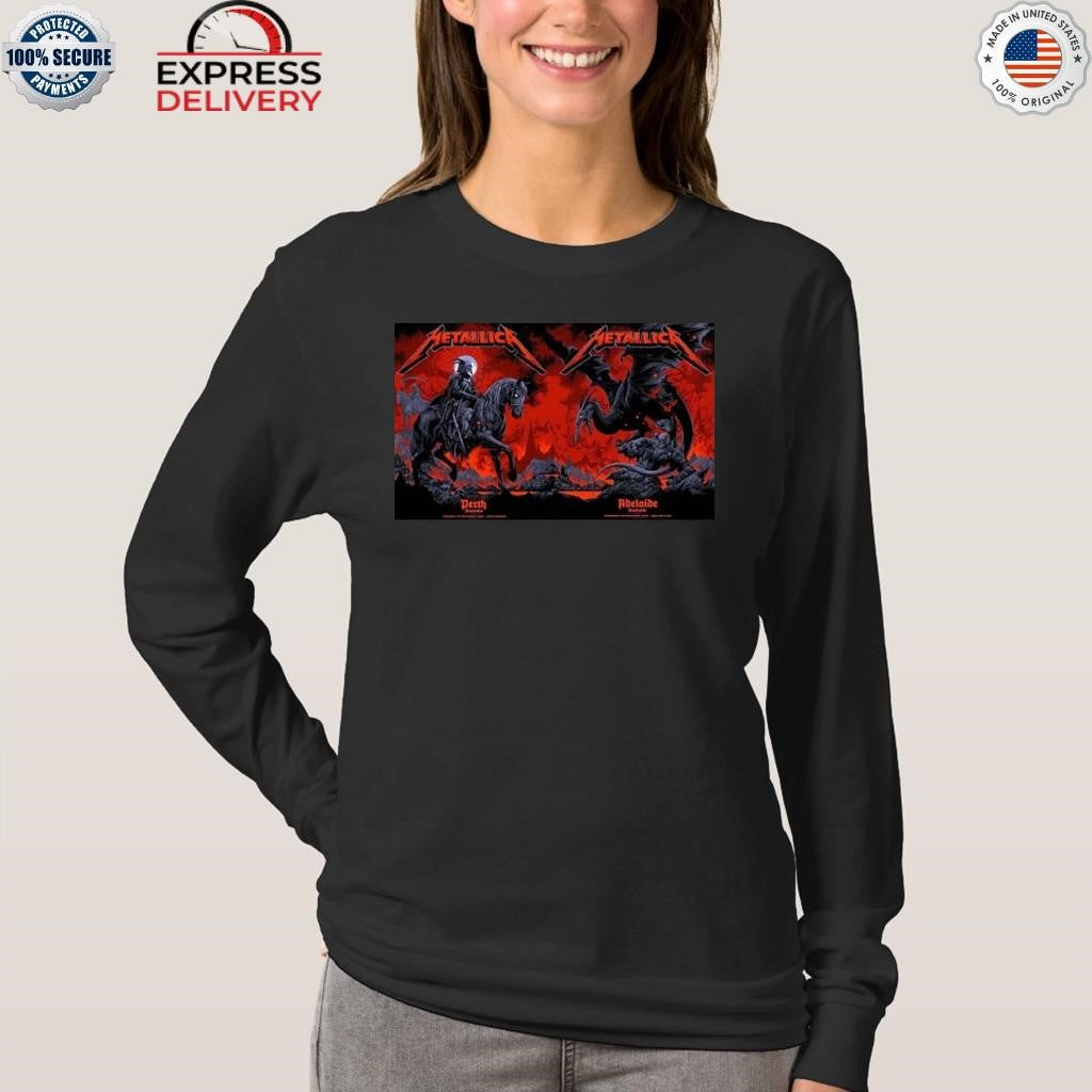 Metallica M72 Pop Up Poster Night 1 And 2 At Optus Stadium In Perth And Adelaide Oval In Adelaide Australia Shirt