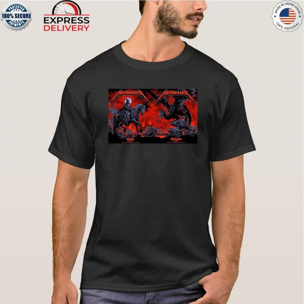 Metallica M72 Pop Up Poster Night 1 And 2 At Optus Stadium In Perth And Adelaide Oval In Adelaide Australia Shirt