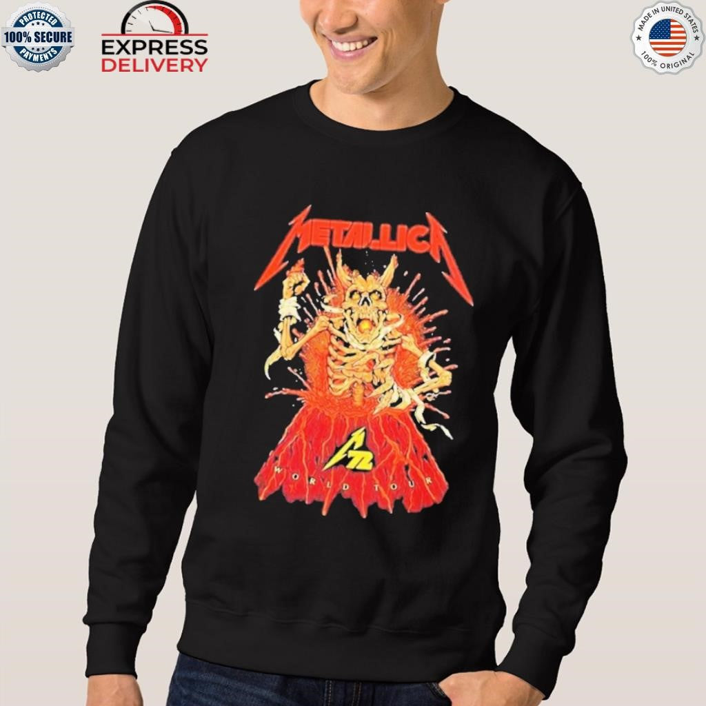 Metallica M72 World Tour Australia And New Zealand 2025 Fancards Feat Metallica Skeleton In The Vocano With Dates Shirt