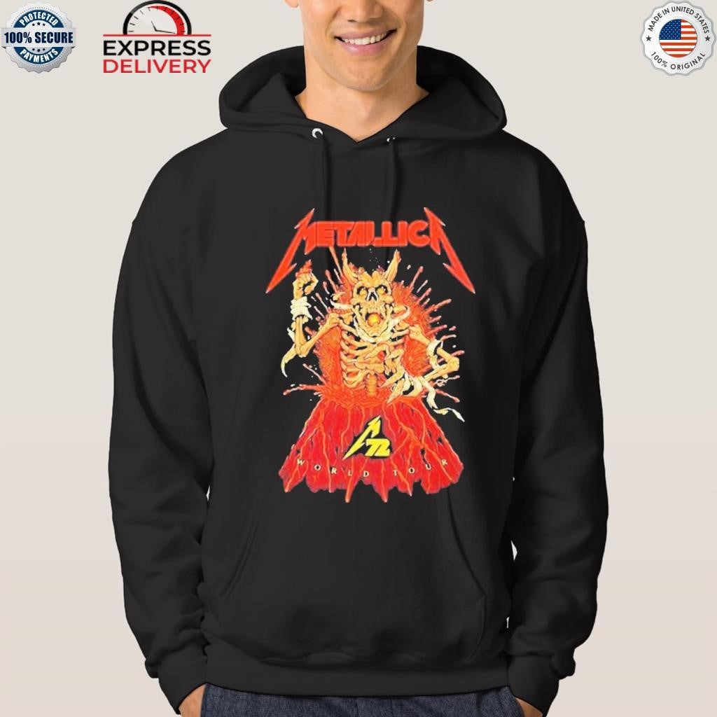 Metallica M72 World Tour Australia And New Zealand 2025 Fancards Feat Metallica Skeleton In The Vocano With Dates Shirt
