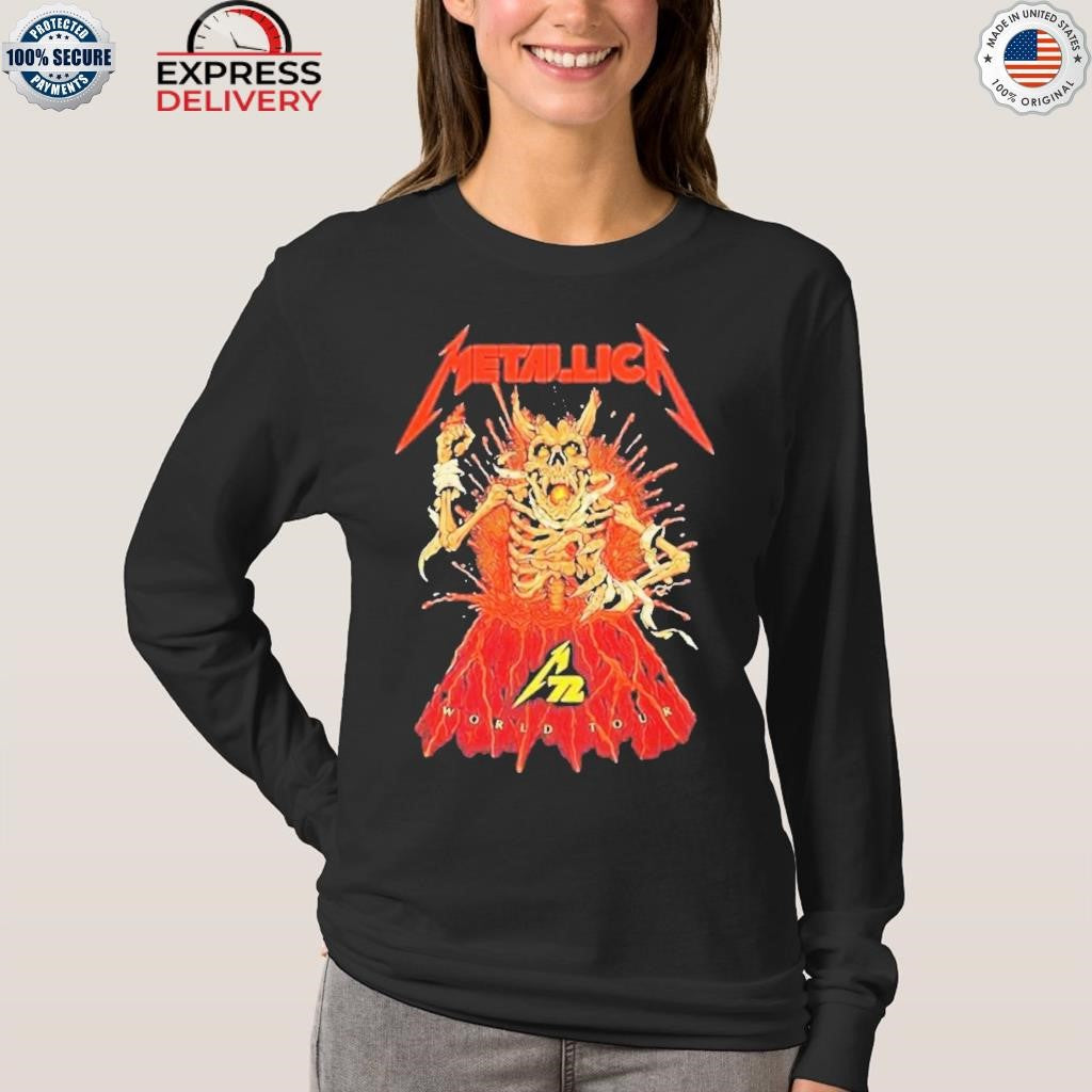 Metallica M72 World Tour Australia And New Zealand 2025 Fancards Feat Metallica Skeleton In The Vocano With Dates Shirt