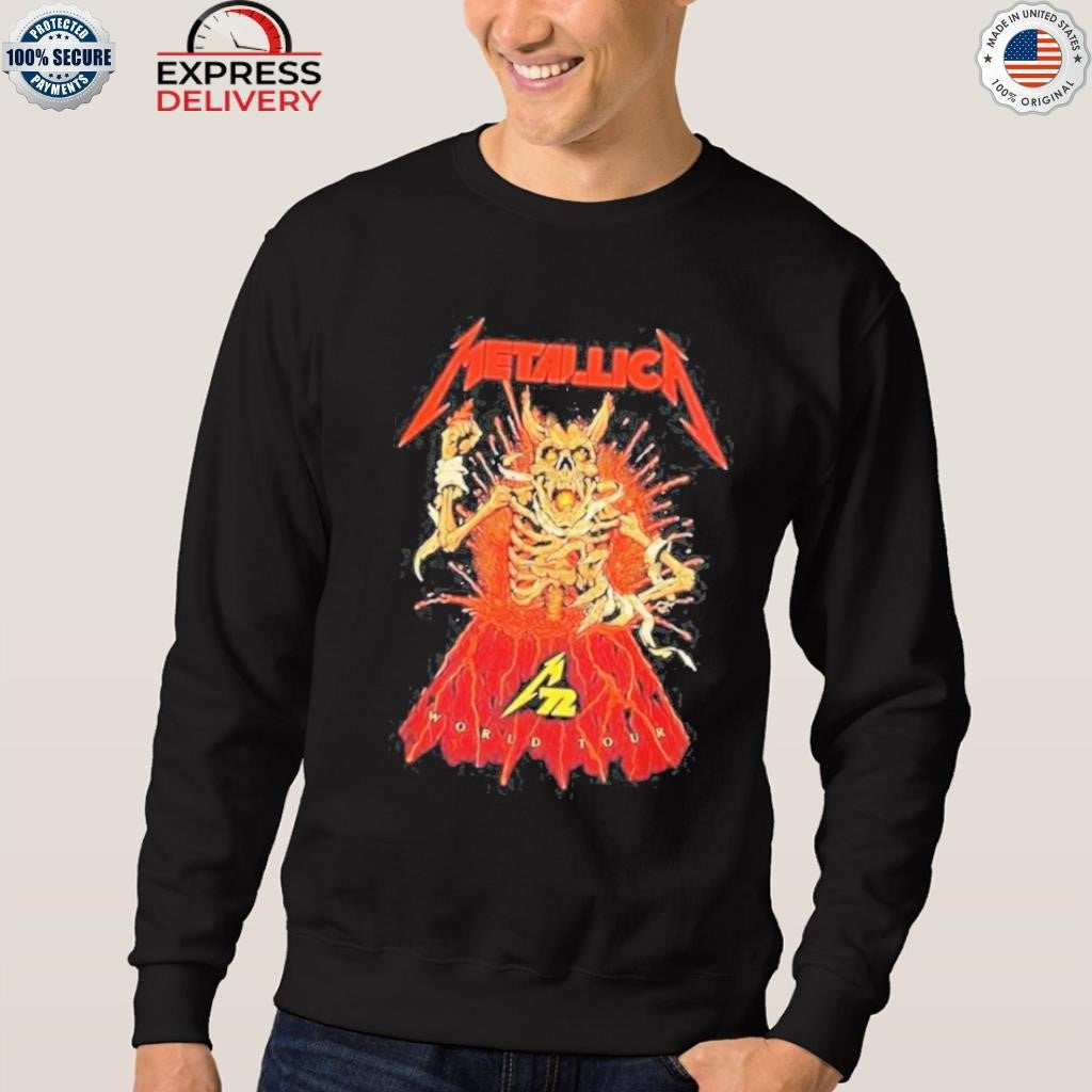 Metallica M72 World Tour Australia And New Zealand 2025 Fancards Feat Metallica Skeleton In The Volcano With Dates Shirt