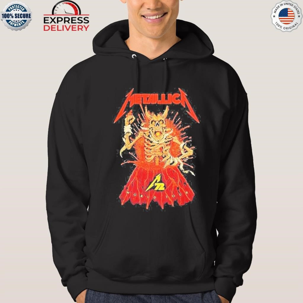 Metallica M72 World Tour Australia And New Zealand 2025 Fancards Feat Metallica Skeleton In The Volcano With Dates Shirt