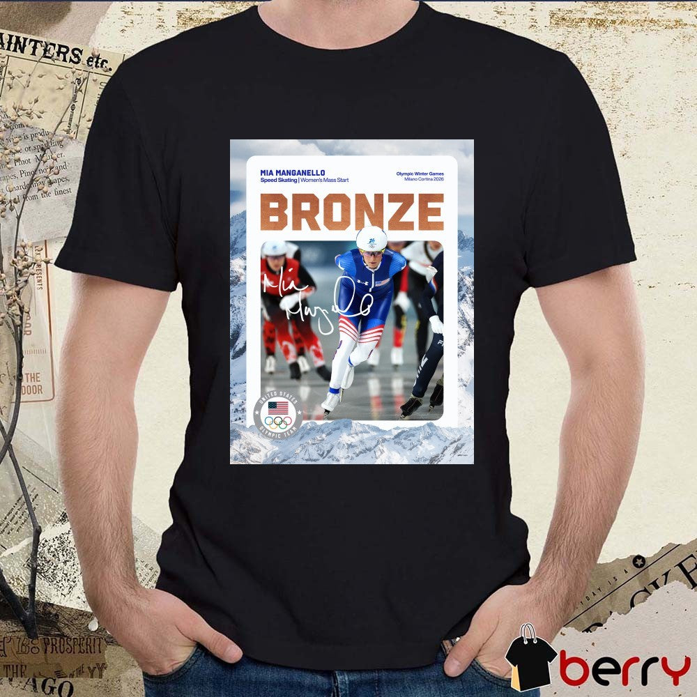 Mia Manganello Speed Skating Women’s Mass Start Olympic Winter Games Milano Cortina 2026 Bronze Medal t-shirt