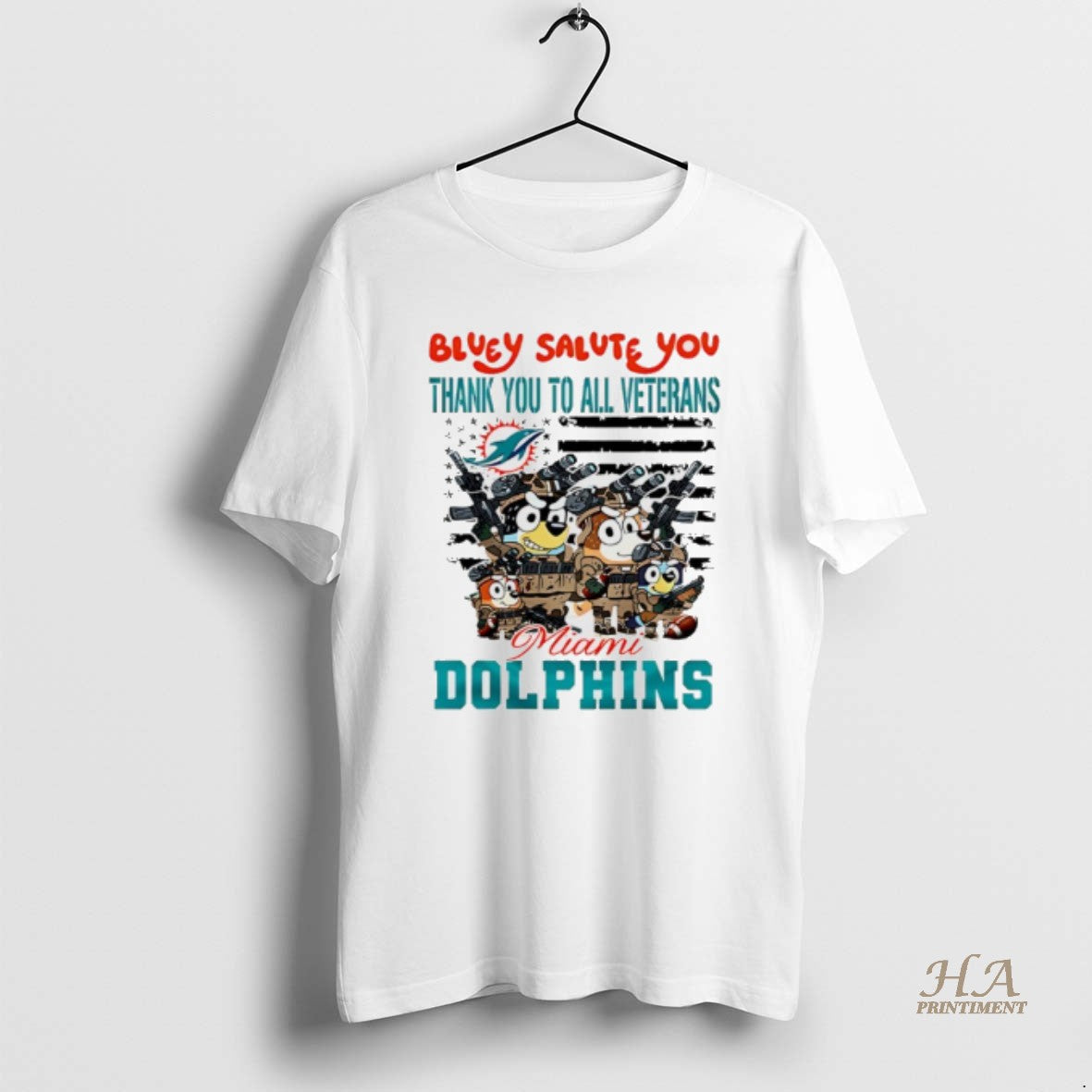 Official Miami Dolphins Bluey Salute You Thank You To All Veterans T-Shirts, Hoodie, Sweatshirt | InkNestWear.com