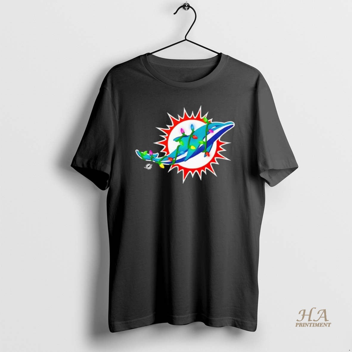 Official Miami Dolphins Logo Holiday Lights Black T-Shirts, Hoodie, Sweatshirt | InkNestWear.com