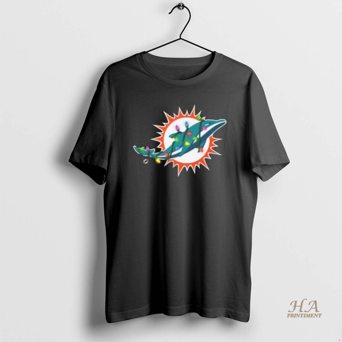 Official Miami Dolphins Primary Logo Holiday Lights 2025 Circle Black T-Shirts, Hoodie, Sweatshirt | InkNestWear.com