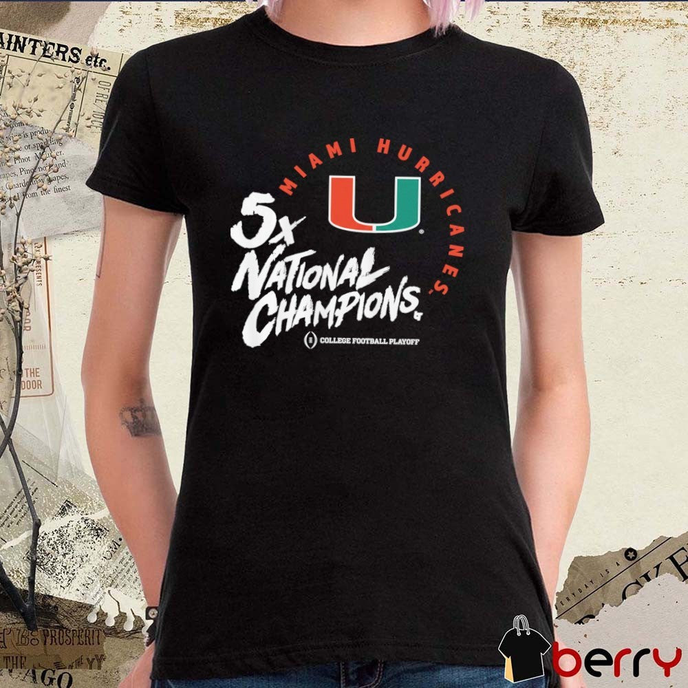 Miami Hurricanes Football 2025 CFP Five-Time National Champions t-shirt