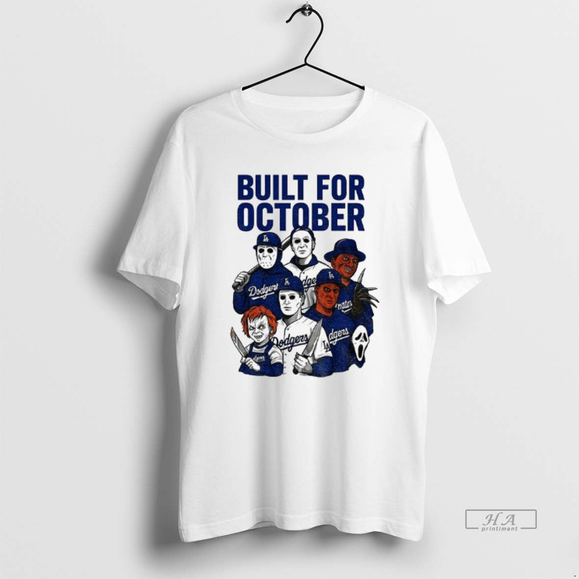 Official Michael Myers Freddy Krueger Chucky Ghostface Built For October Los Angeles Dodgers Mlb 2025 T-Shirts, Hoodie,...