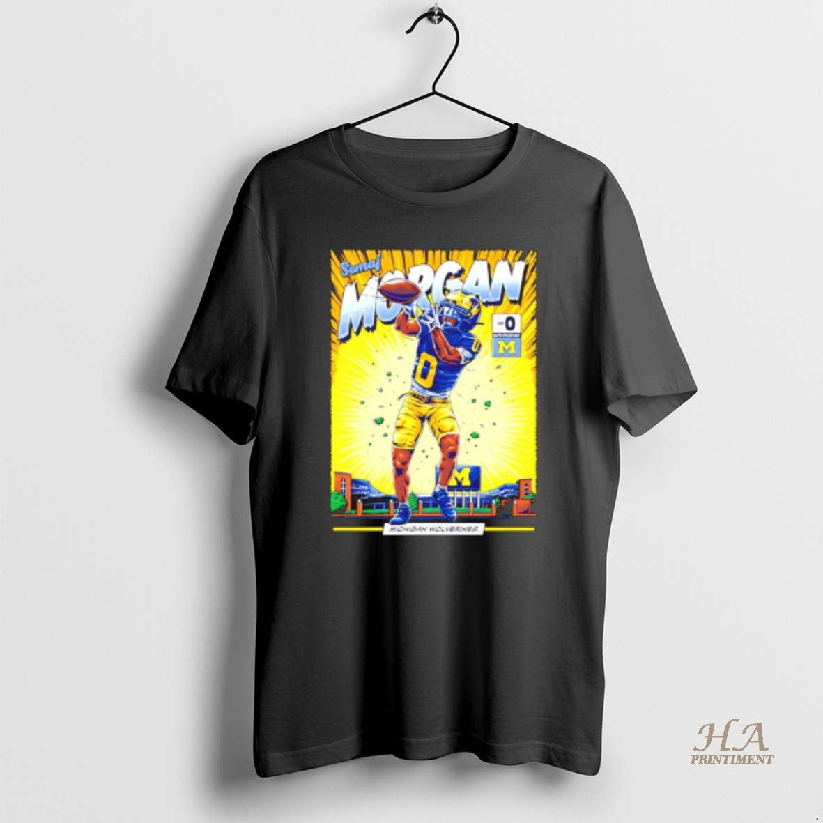 Official Michigan Wolverines Semaj Morgan No 0 Comic T-Shirts, Hoodie, Sweatshirt | InkNestWear.com