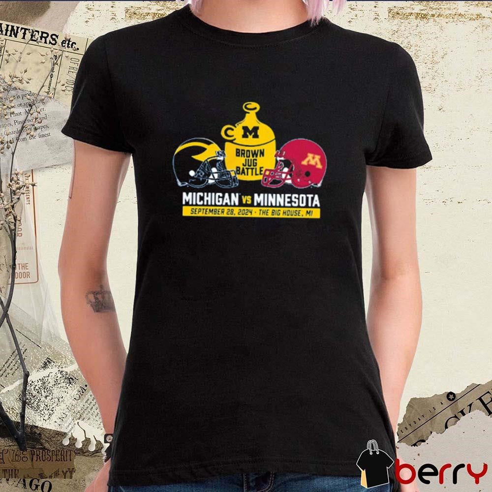 Michigan Wolverines Vs Minnesota Athletics Valiant Blue Little Brown Jug Gameday Sep 28 2024 t-shirt