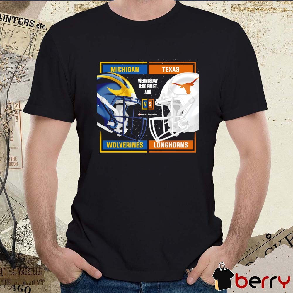 Michigan Wolverines Vs Texas Longhorns 2025 Cheez-It Citrus Bowl Head To Head Helmets t-shirt