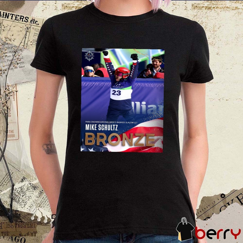 Mike Schultz Para Snowboarding Men’s Banked Slalom LL1 Bronze Medal Poster t-shirt