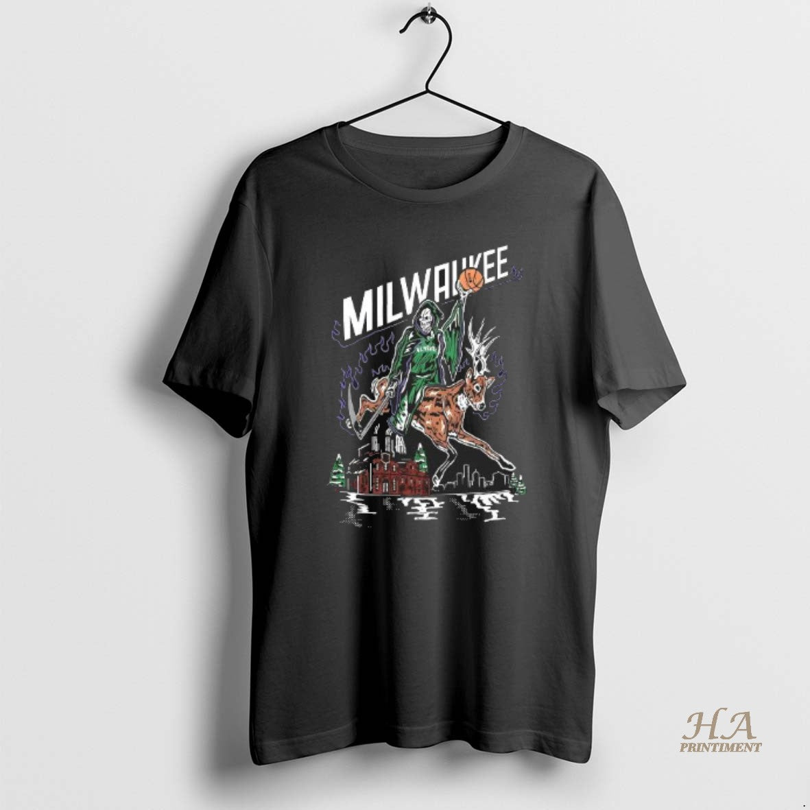 Official Milwaukee Bucks Basketball Death Rides Deer Halloween T-Shirts, Hoodie, Sweatshirt | InkNestWear.com