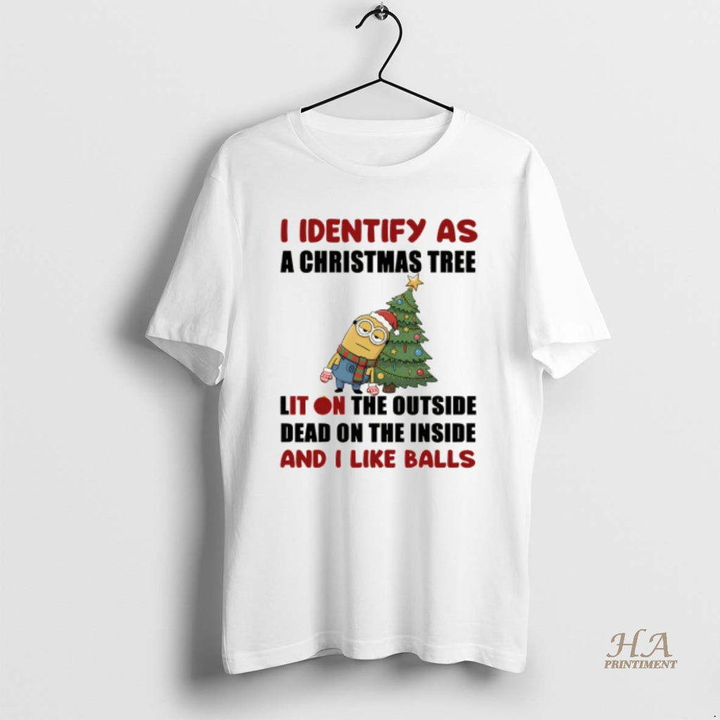 Official Minion Santa Hat I Identify As A Christmas Tree Lit On The Outside Dead T-Shirts, Hoodie, Sweatshirt