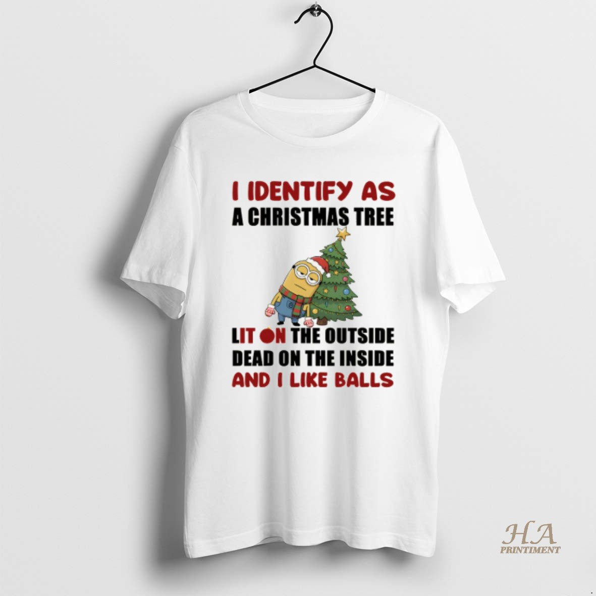 Official Minion Santa Hat I Identify As A Christmas Tree Lit On The Outside Dead T-Shirts, Hoodie, Sweatshirt
