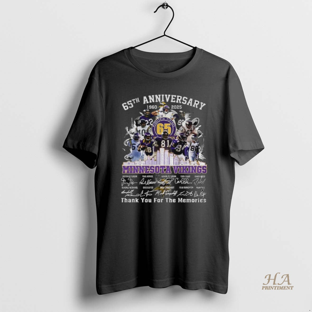 Official Minnesota Vikings 65th Anniversary 1960 2025 Skol Thank You For The Memories Signatures T-Shirts, Hoodie, Sweatshirt