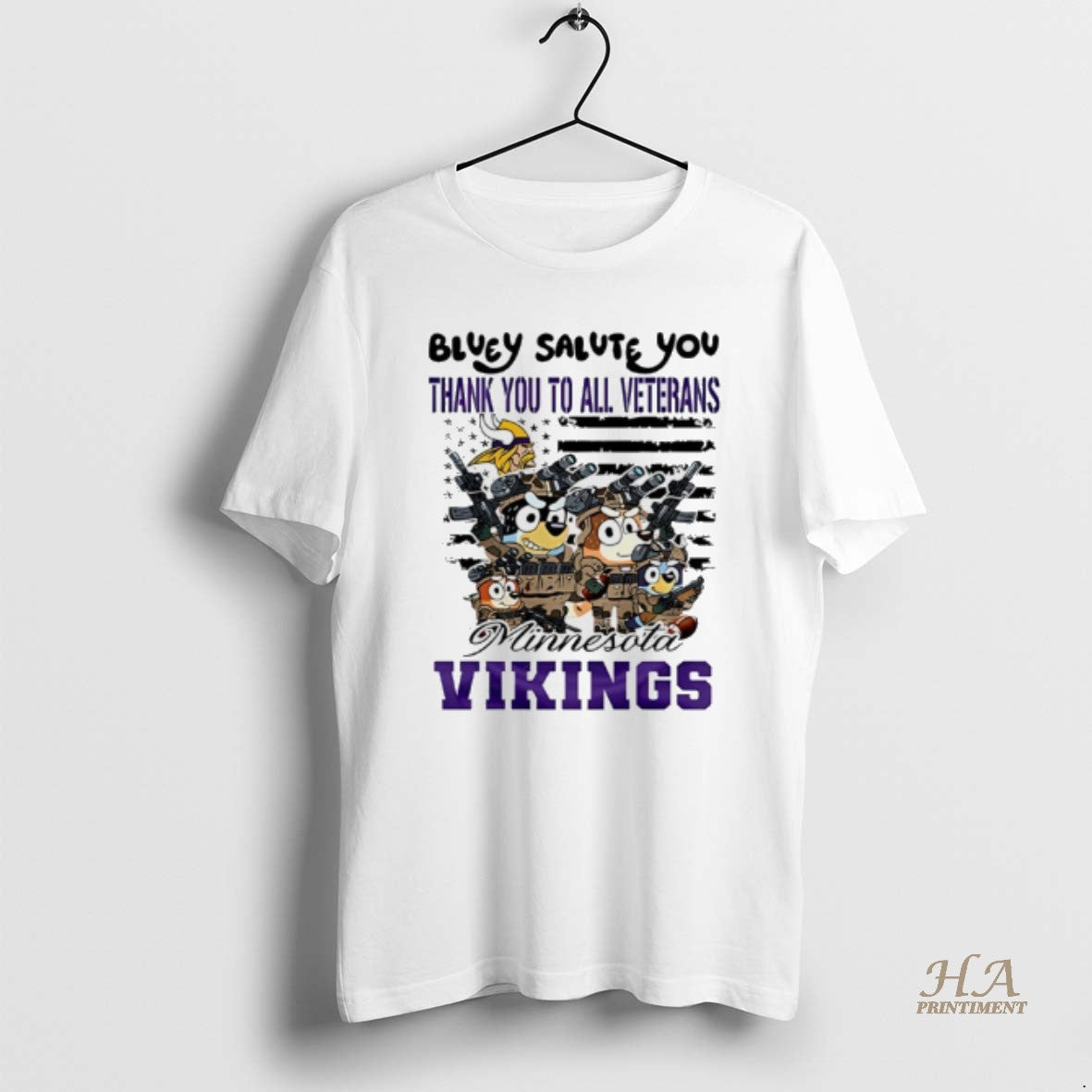 Official Minnesota Vikings Bluey Salute You Thank You To All Veterans T-Shirts, Hoodie, Sweatshirt | InkNestWear.com