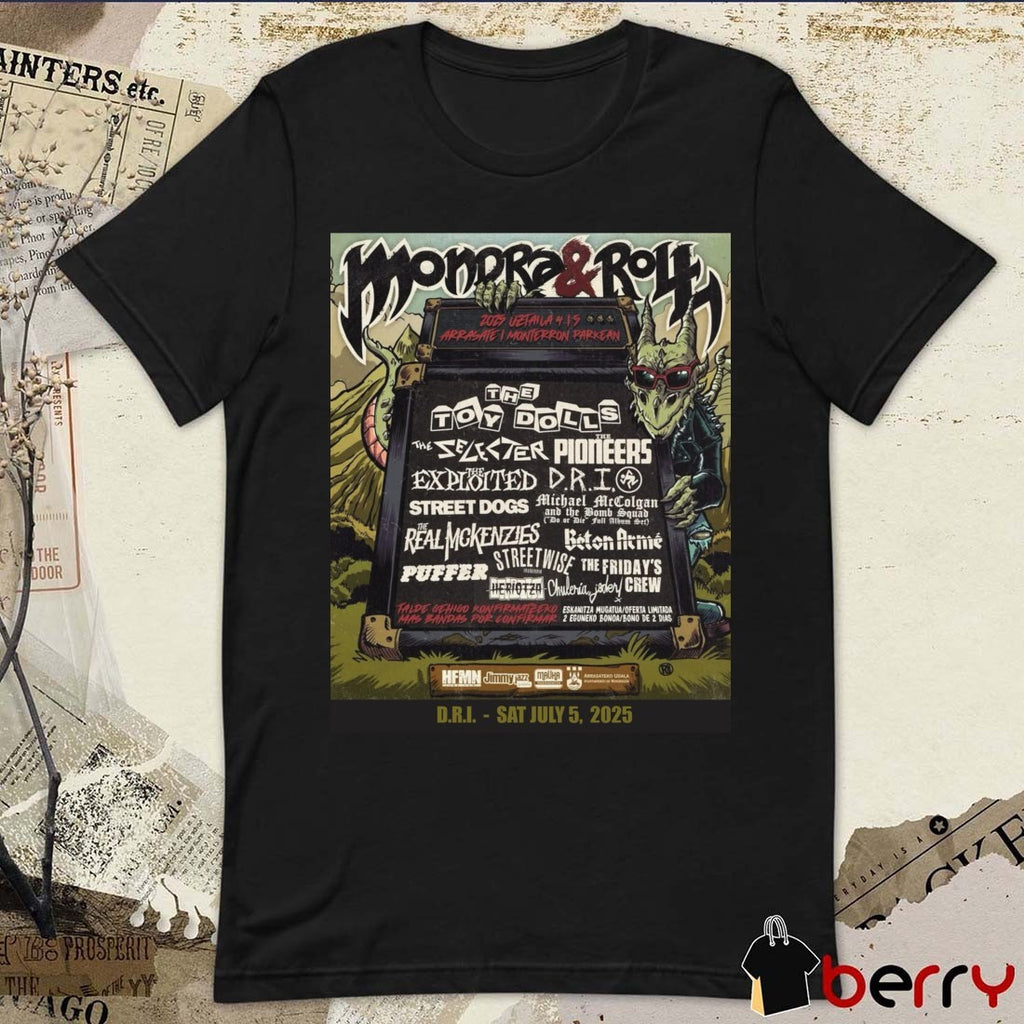 Mondra & Roll Fest Dri July 5 2025 2025 Uztaila 415 Arrasate I Monterron Parkean Poster t-shirt