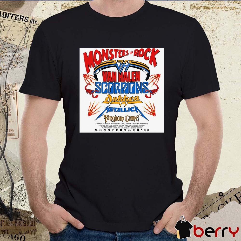 Monsters of Rock Tour ’88 Scorpions, Dokken, Metallica, and Kingdom Come Poster t-shirt