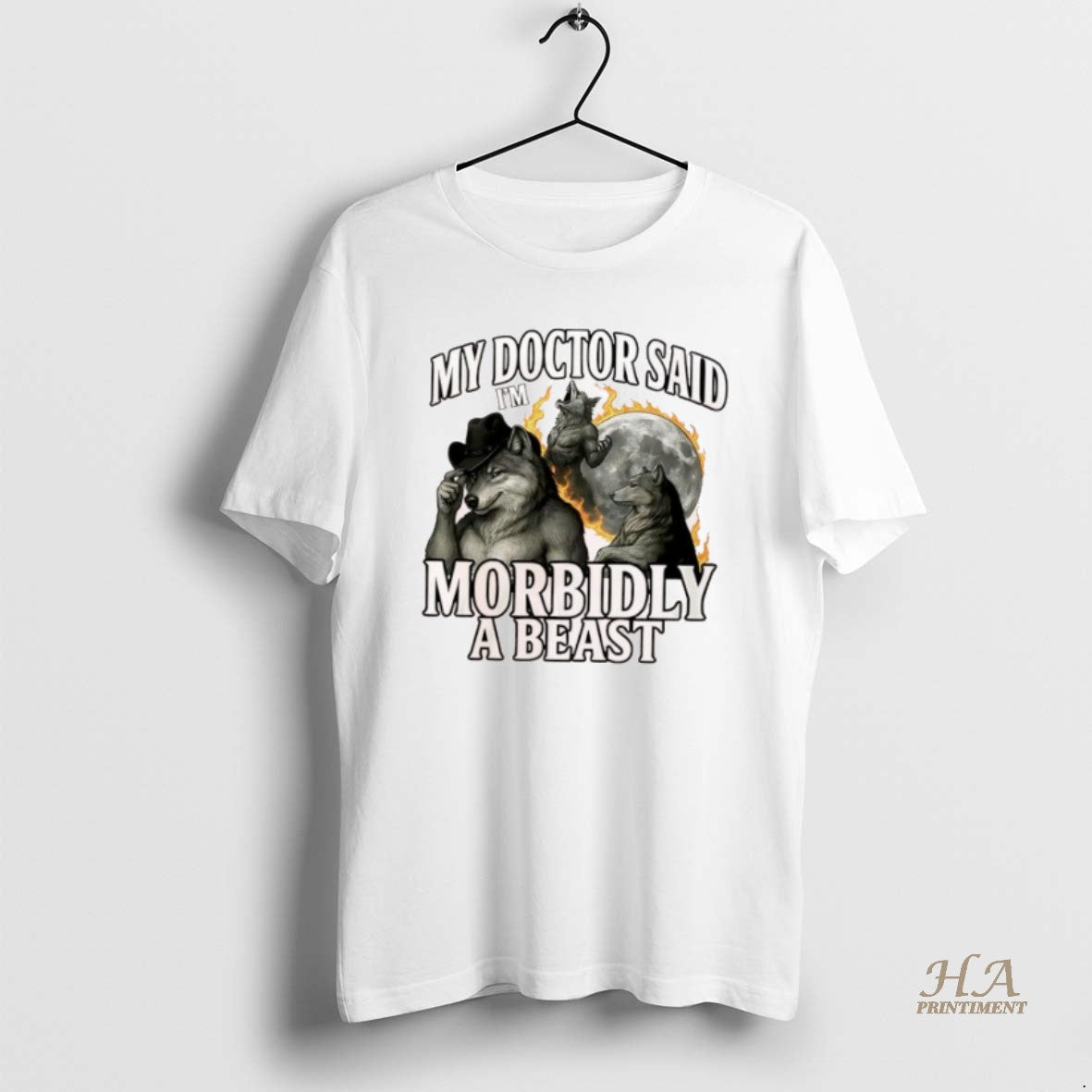 Official My Doctor Said Im Morbidly A Beast Wolfs Moon Graphic T-Shirts, Hoodie, Sweatshirt | InkNestWear.com