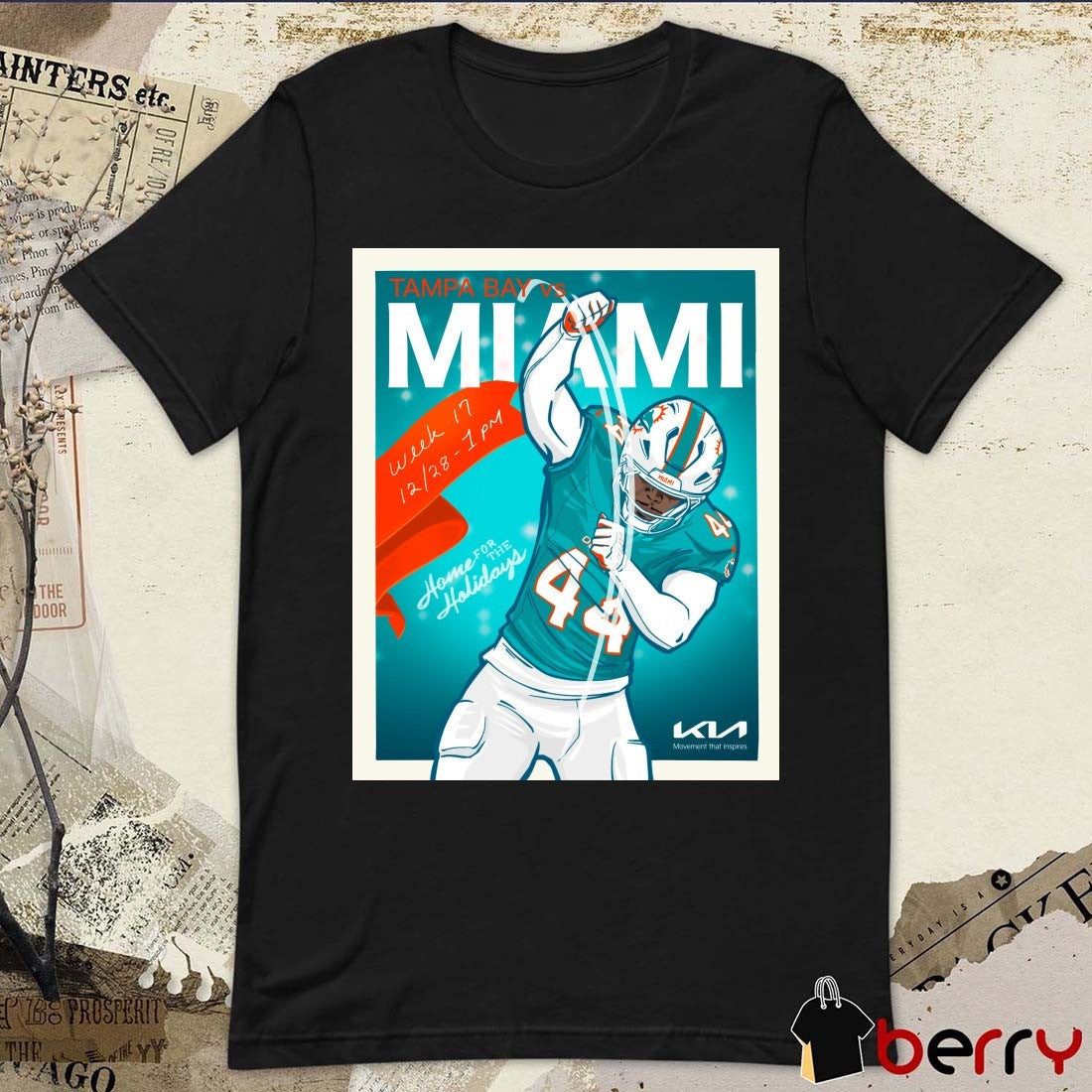 NFL Game Week 17 2025 Tampa Bay Buccaneers Vs Miami Dolphins Home For The Holidays Poster t-shirt