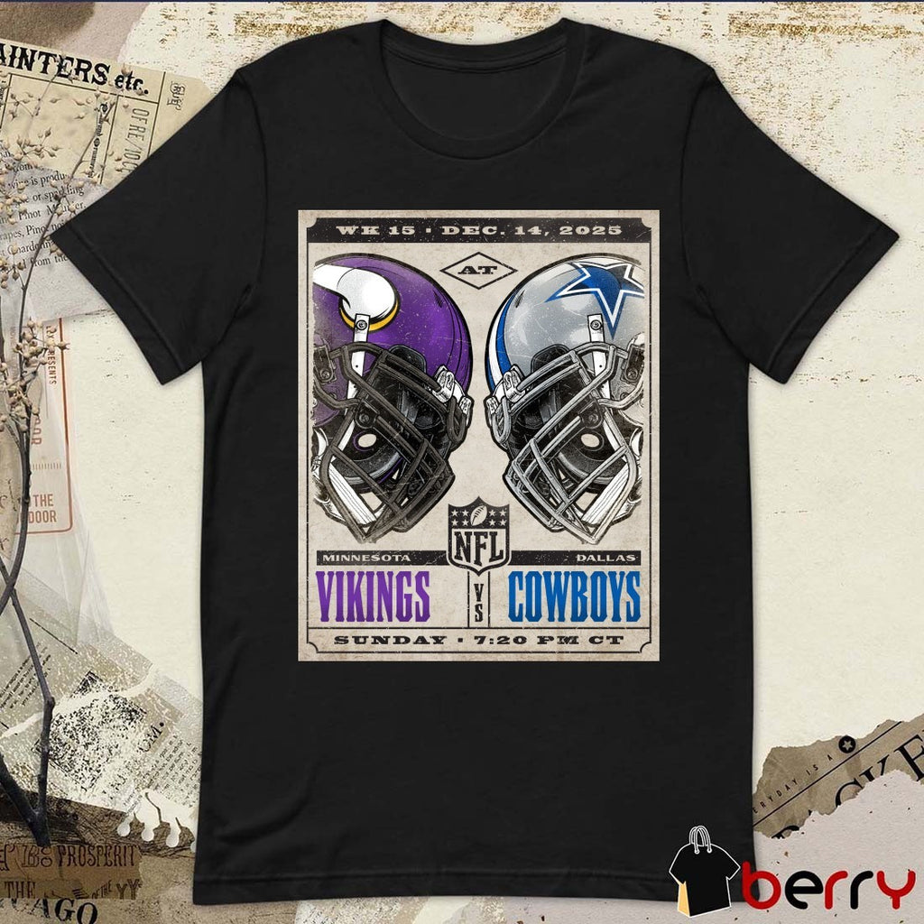 NFL Game Wk 15 Minnesota Vikings At Dallas Cowboys December 14 2025 Helmets Poster t-shirt