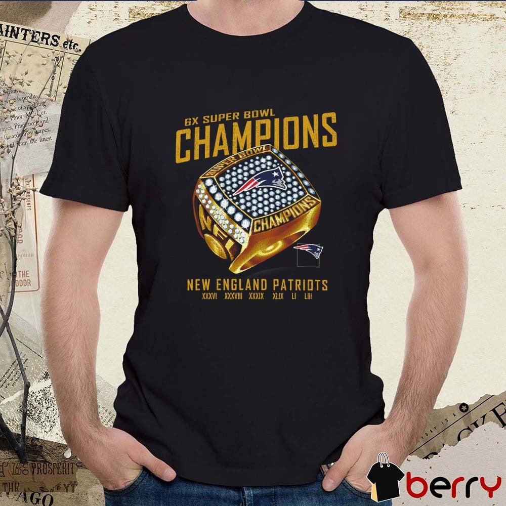 New England Patriots 6X Super Bowl Champions Ring ’47 t-shirt