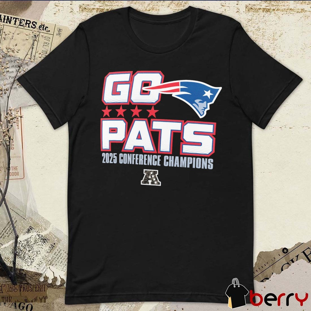 New England Patriots Go Pats 2025 AFC Champions Hometown Logos Fan t-shirt