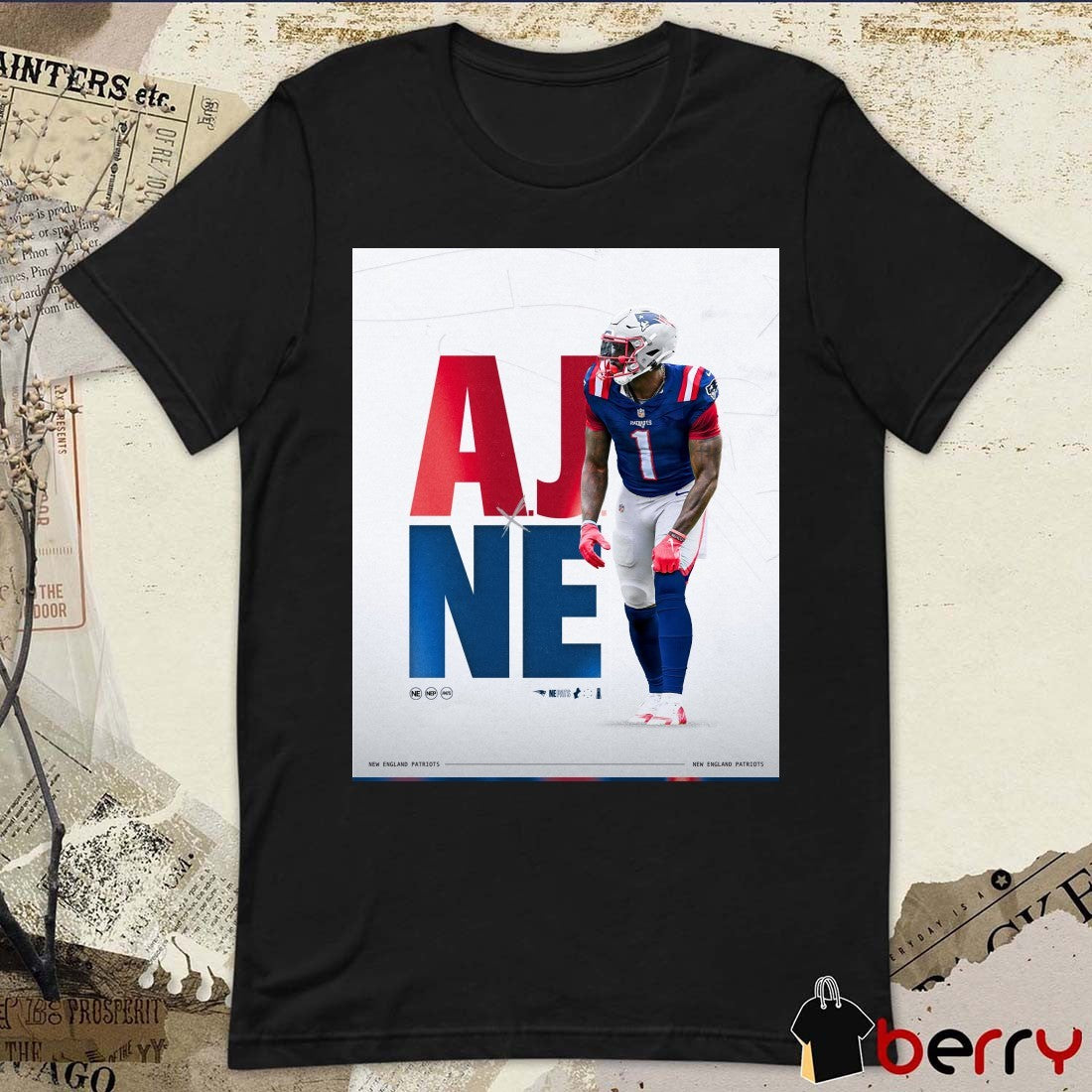 New England Patriots NFL A.J. Brown A.J. x NE 2026 Poster t-shirt