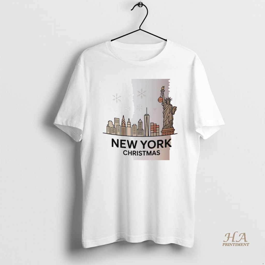 Official New York City Statue Of Liberty Skyline Snowflakes Christmas T-Shirts, Hoodie, Sweatshirt | InkNestWear.com