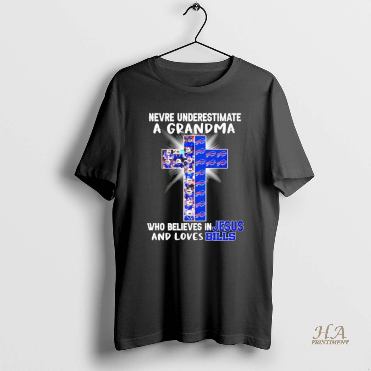 Official New Underestimate A Grandma Who Believes In Jesus And Loves Bills T-Shirts, Hoodie, Sweatshirt | InkNestWear.com