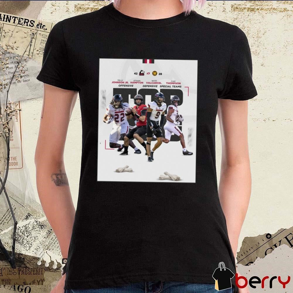 Northern Illinois Huskies vs. Western Michigan Broncos 42 – 28 Telly Johnson Jr. Ethan Hampton Nate Valcarcel Cam Thompson Poster t-shirt
