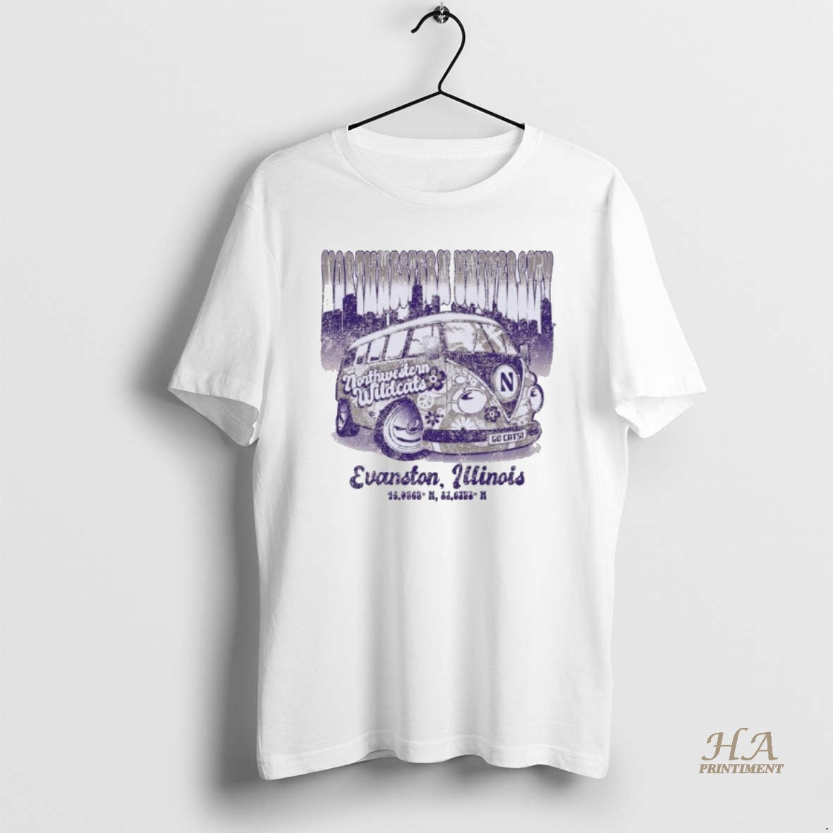 Official Northwestern Retro Flower Bus T-Shirts, Hoodie, Sweatshirt | InkNestWear.com