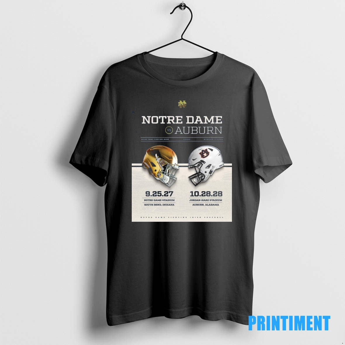 Official Notre Dame Fighting Irish Vs Auburn Tigers 9 25 27 South Bend Indiana 10 T-Shirts, Hoodie, Sweatshirt