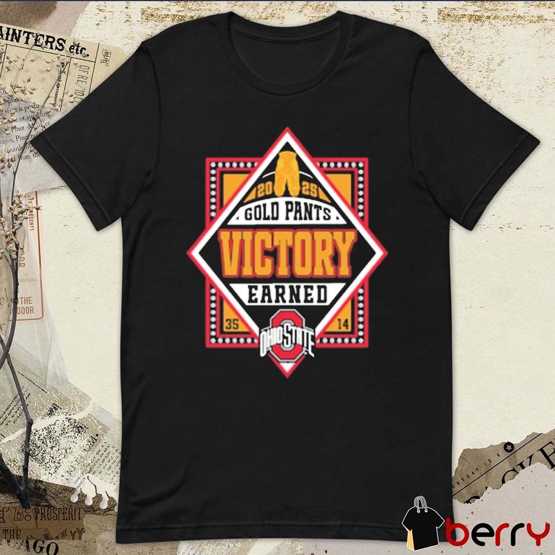 Ohio State Buckeyes 2025 NCAA Gold Pants Victory Earned t-shirt