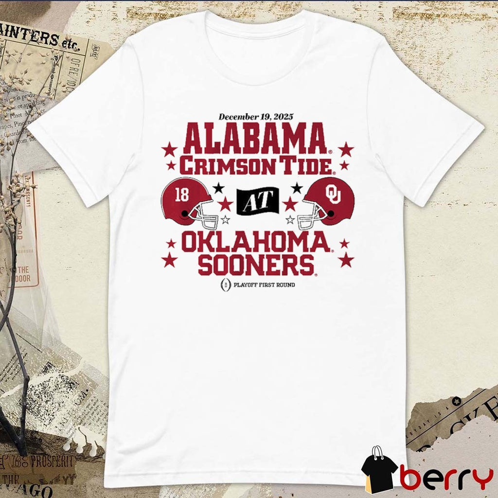 Oklahoma Sooners and Alabama Crimson Tide December 19 2025 CFP First Round Matchup Helmets t-shirt