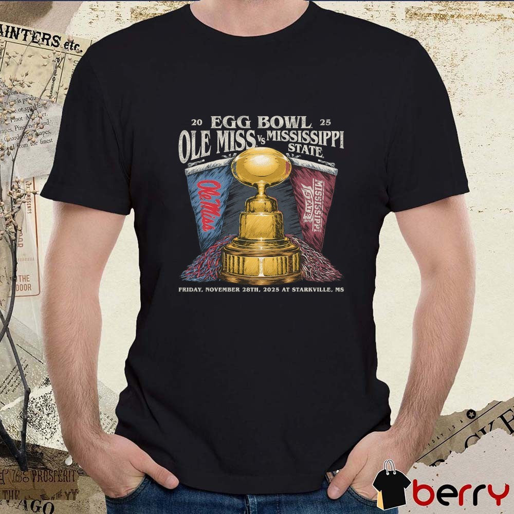 Ole Miss Rebels vs. Mississippi State Bulldogs November 28 2025 Egg Bowl At Starkville MS t-shirt