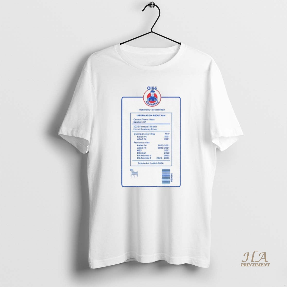 Official Ollie Bearman Prema Racing Nationality Great Britain Information About Him T-Shirts, Hoodie, Sweatshirt