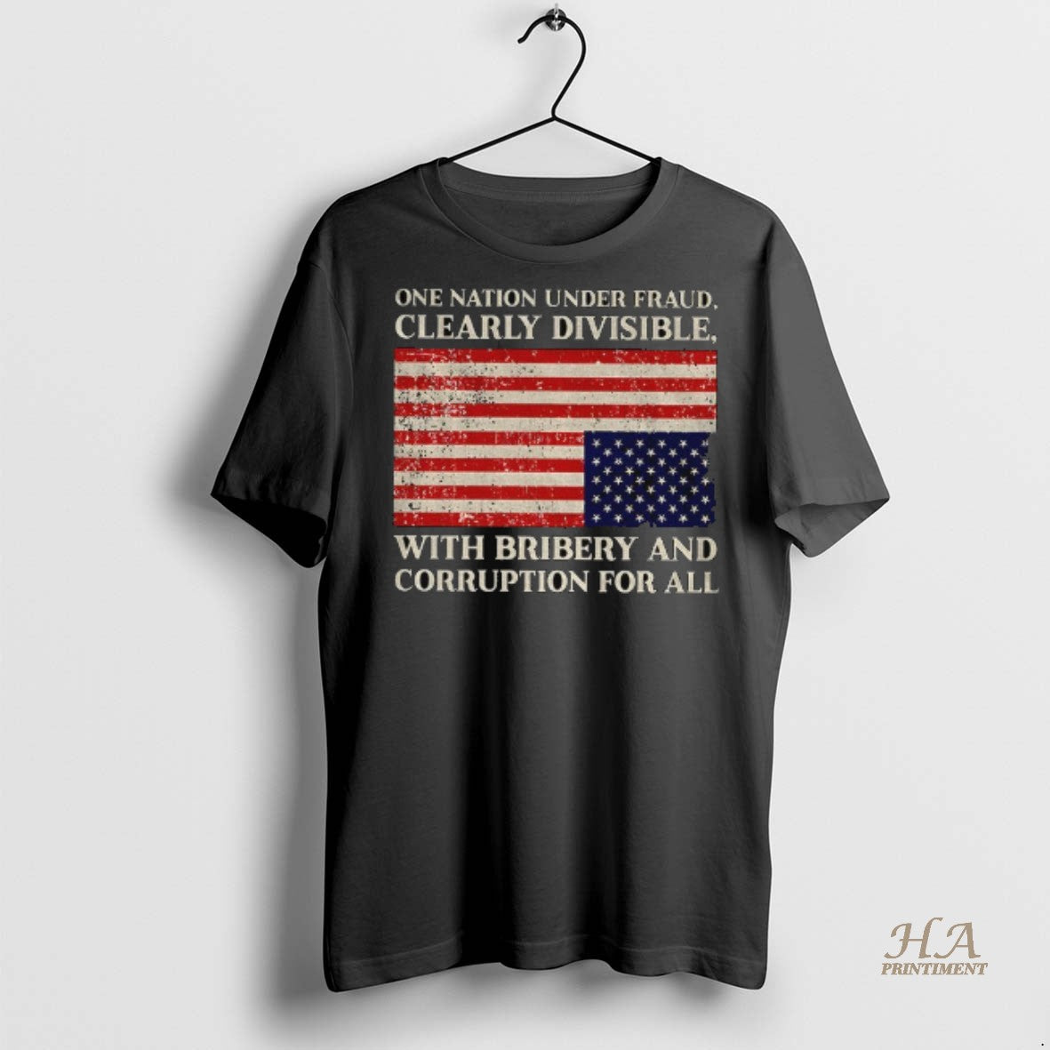 Official One Nation Under Fraud Clearly Divisible With Bribery And Corruption For All American Flag T-Shirts, Hoodie,...