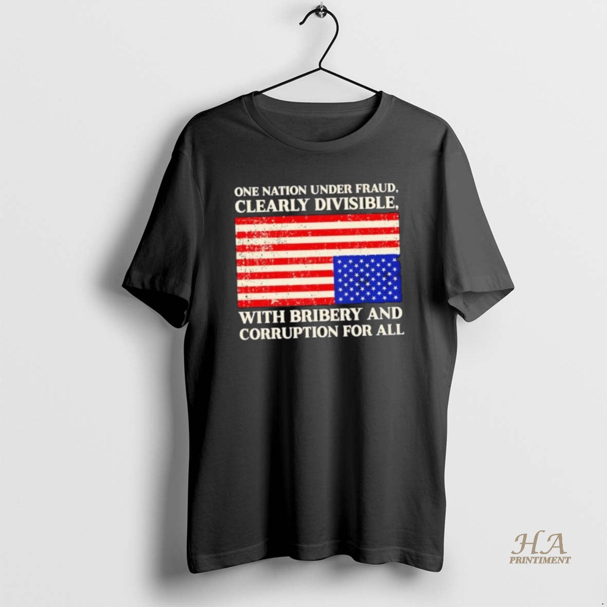 Official One Nation Under Fraud Clearly Divisible With Bribery And Corruption For All Us Flag T-Shirts, Hoodie, Sweatshirt