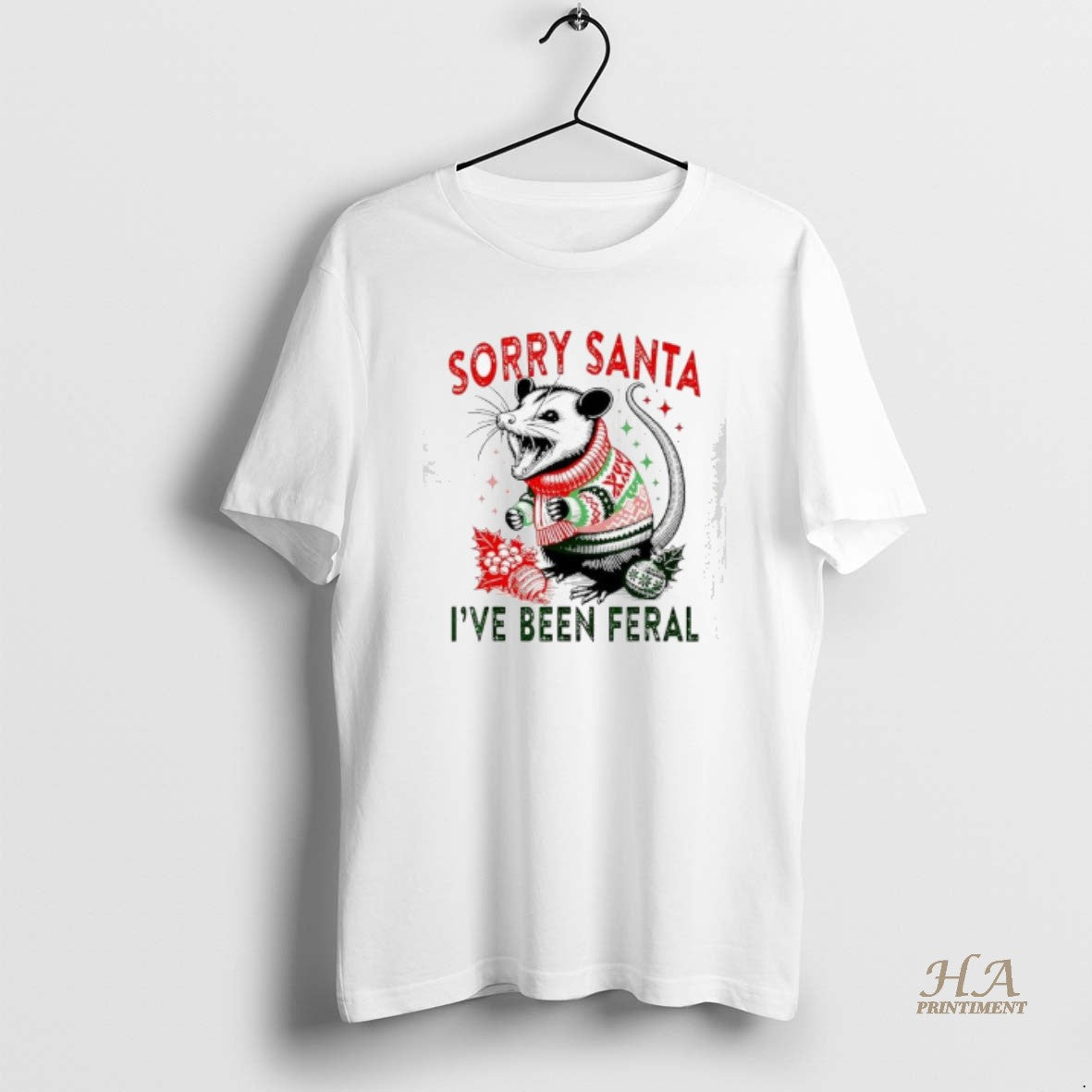 Official Opossum Sorry Santa Ive Been Feral Christmas T-Shirts, Hoodie, Sweatshirt | InkNestWear.com